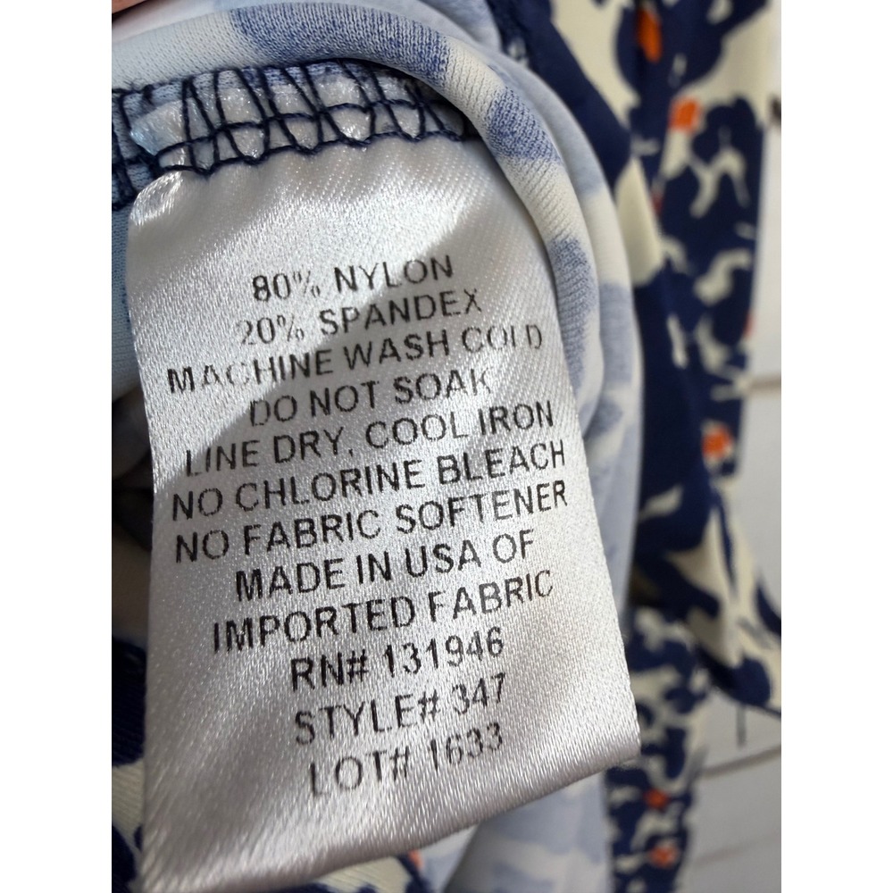 Jude Connally Womens Large Navy Blue Orange Abstract Print Long Sleeve Polo Top - Picture 5 of 6